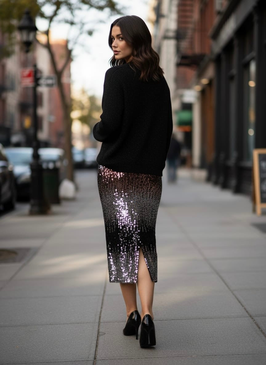 Pankh Custom Made Shella Multi-Color Sequin Formal Skirt