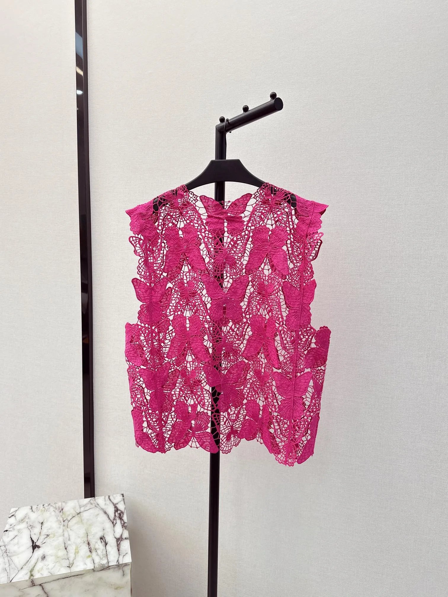 Pankh Zape Butterfly Hollow Cutout Pattern Lace Crochet Top