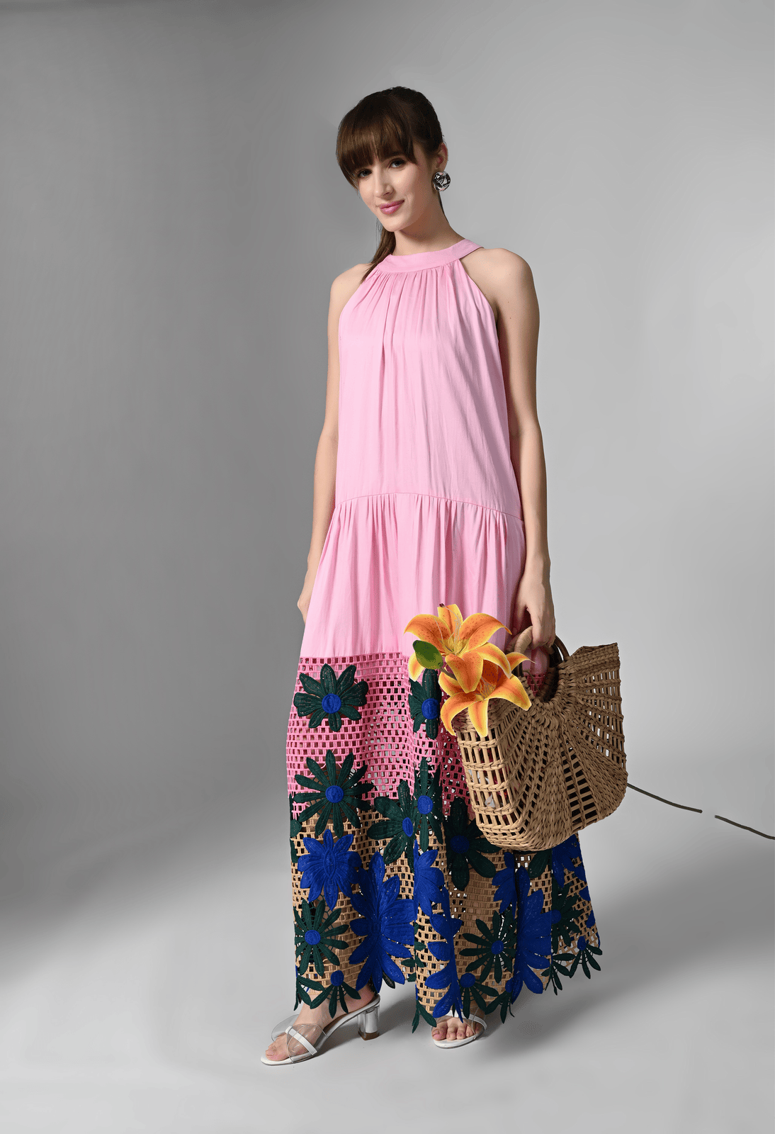 Pankh Zyra Halter Crochet and Cotton Maxi Dress