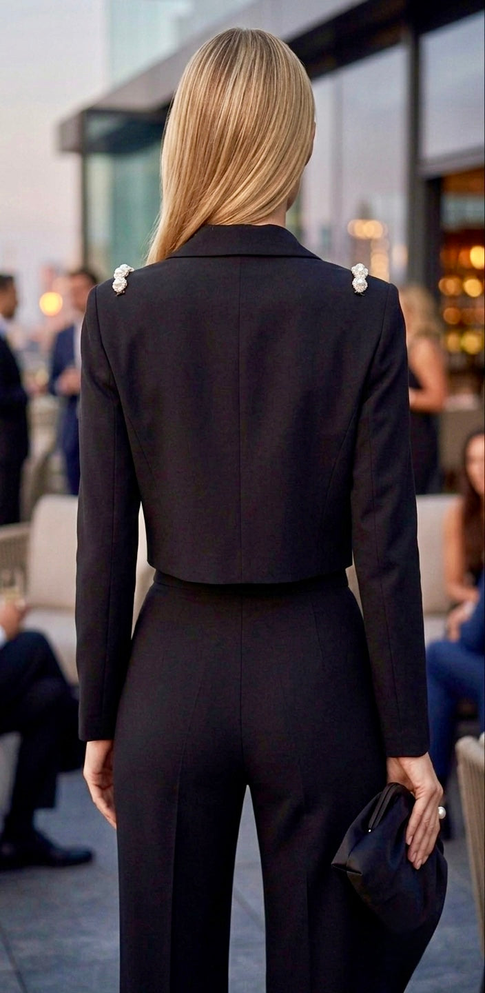 Ostro Pearl Embellished Formal Blazer