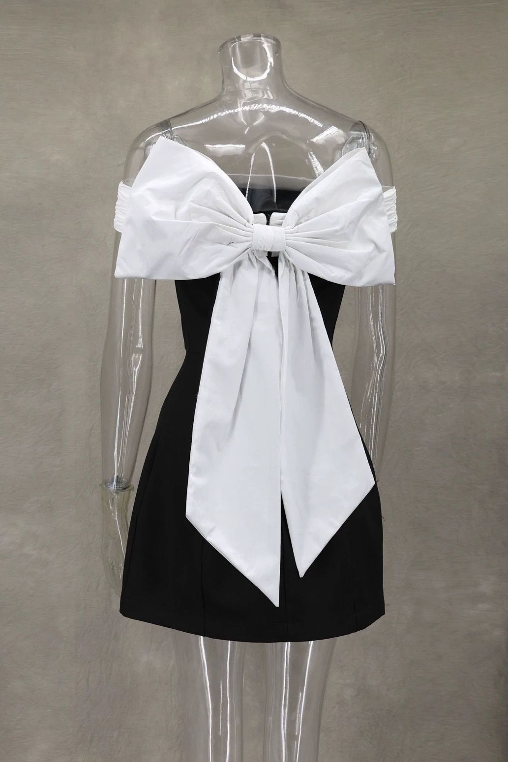 Pankh Vienna Off Shoulder Mini Dress Cute Bow Back Bodycon Dress