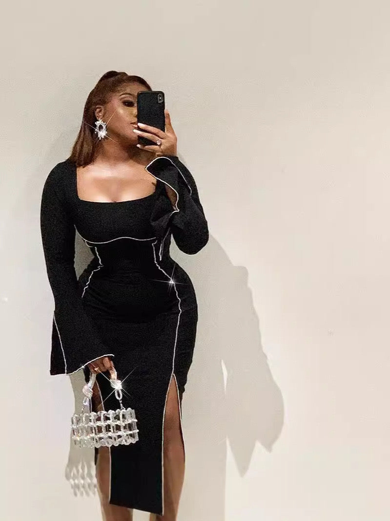 Pankh Makaya Rhinestone Embelished Party Wear Evening Bodycon Dress