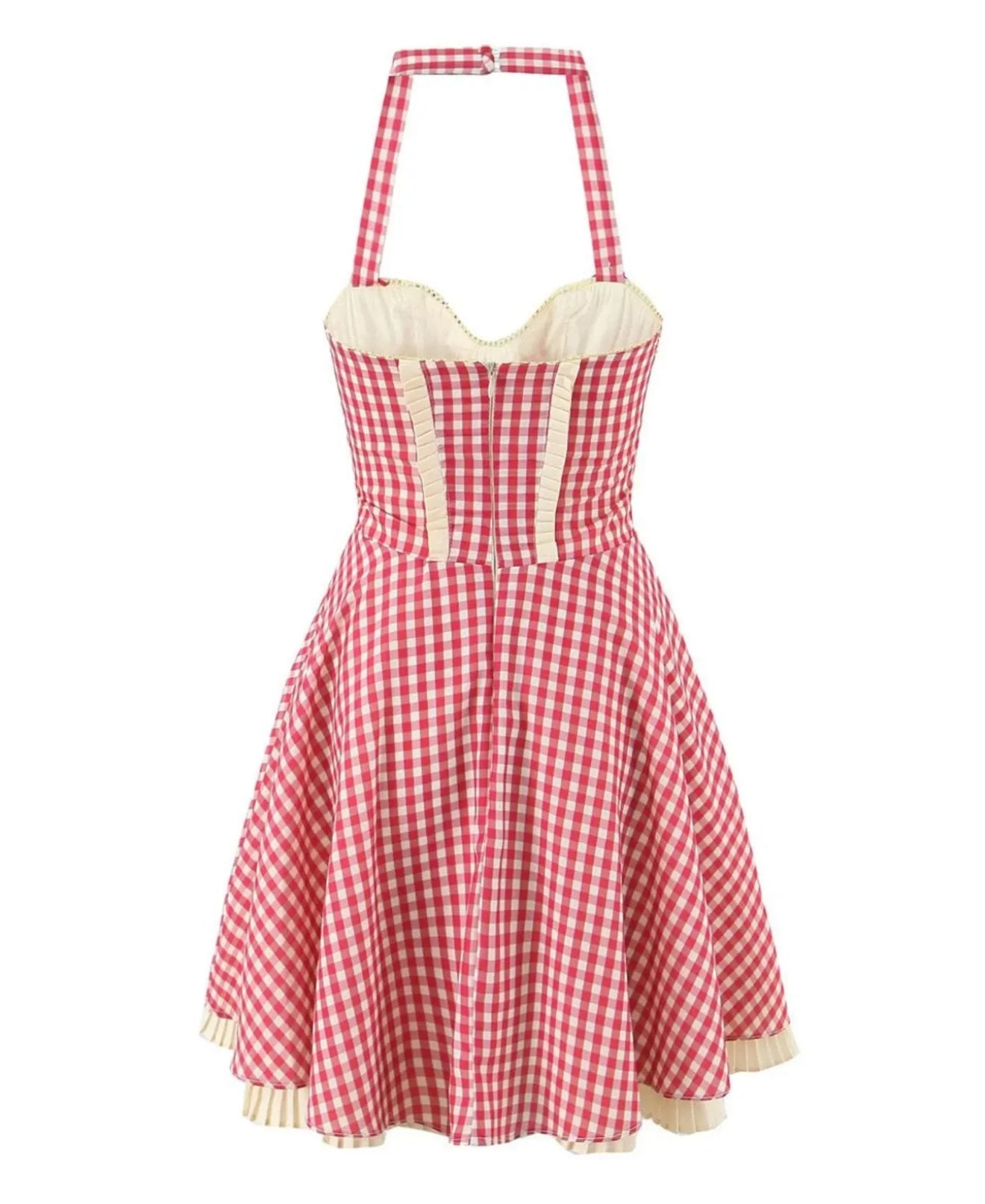 Pankh Luxe Serry Halter Neck Flaired Gingham Dress