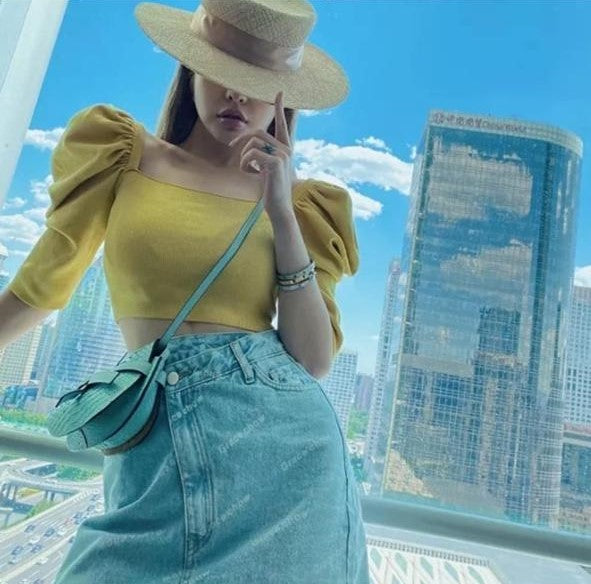 Pankh Kara Puff Sleeve Crop Top