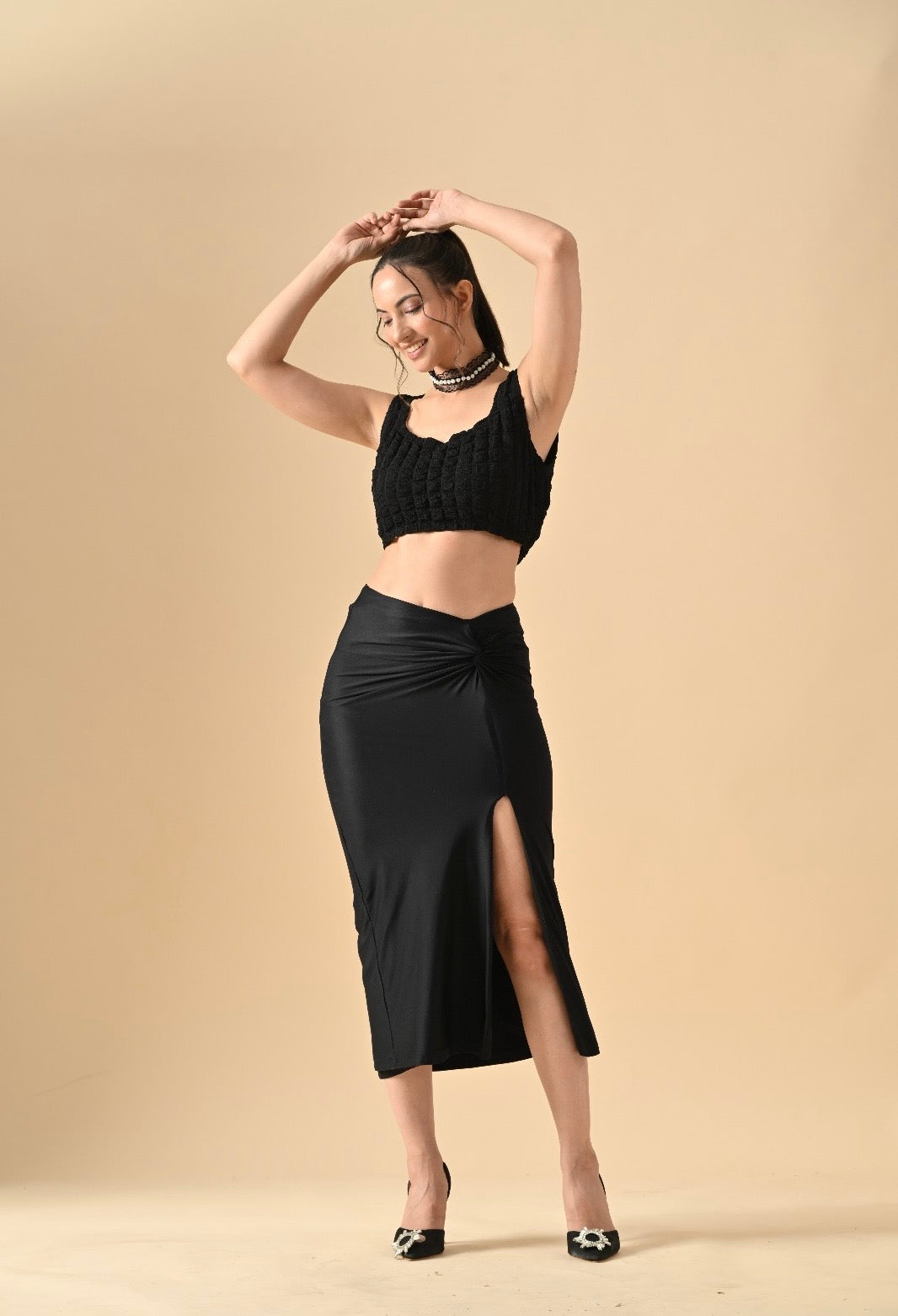 Pankh Alex Bubble Crop Bustier Top And Skirt Coord Set
