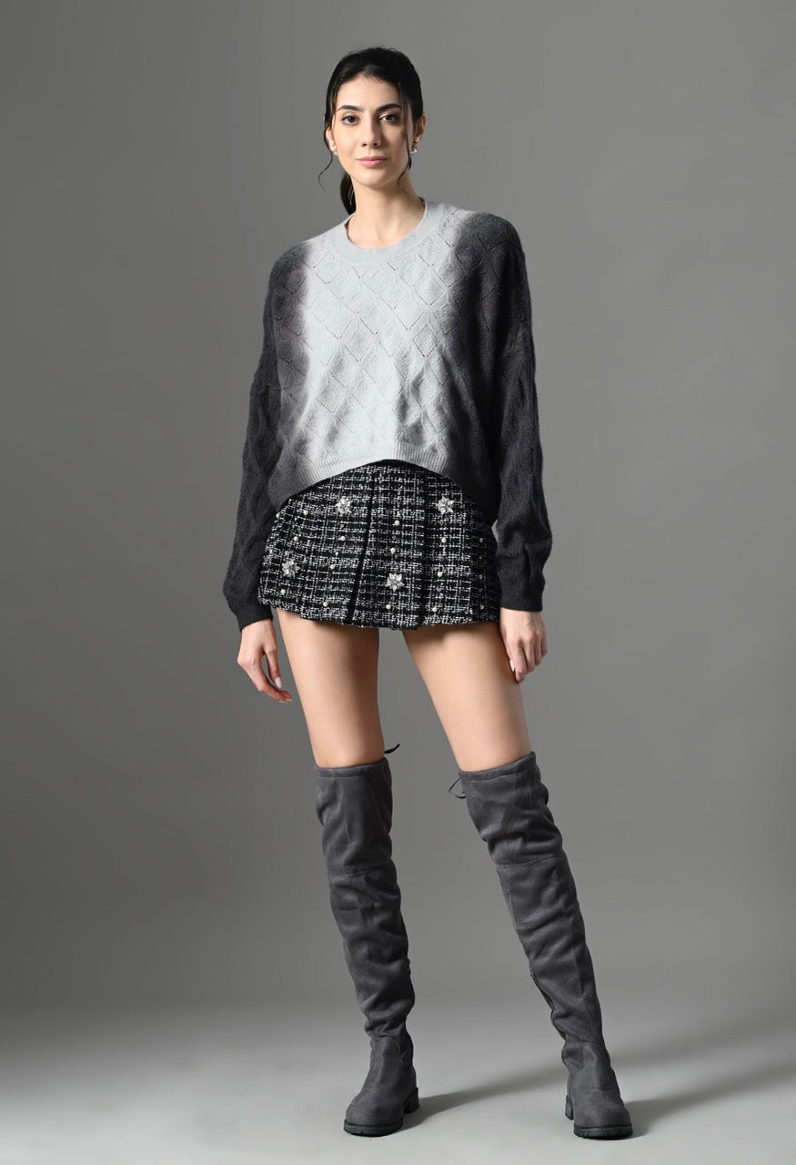 Pankh Beska Dual Shaded Luxe Cashmere Wool Ombre Sweater