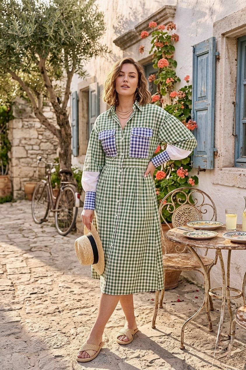 Pankh Island Gingham Shirt Dress