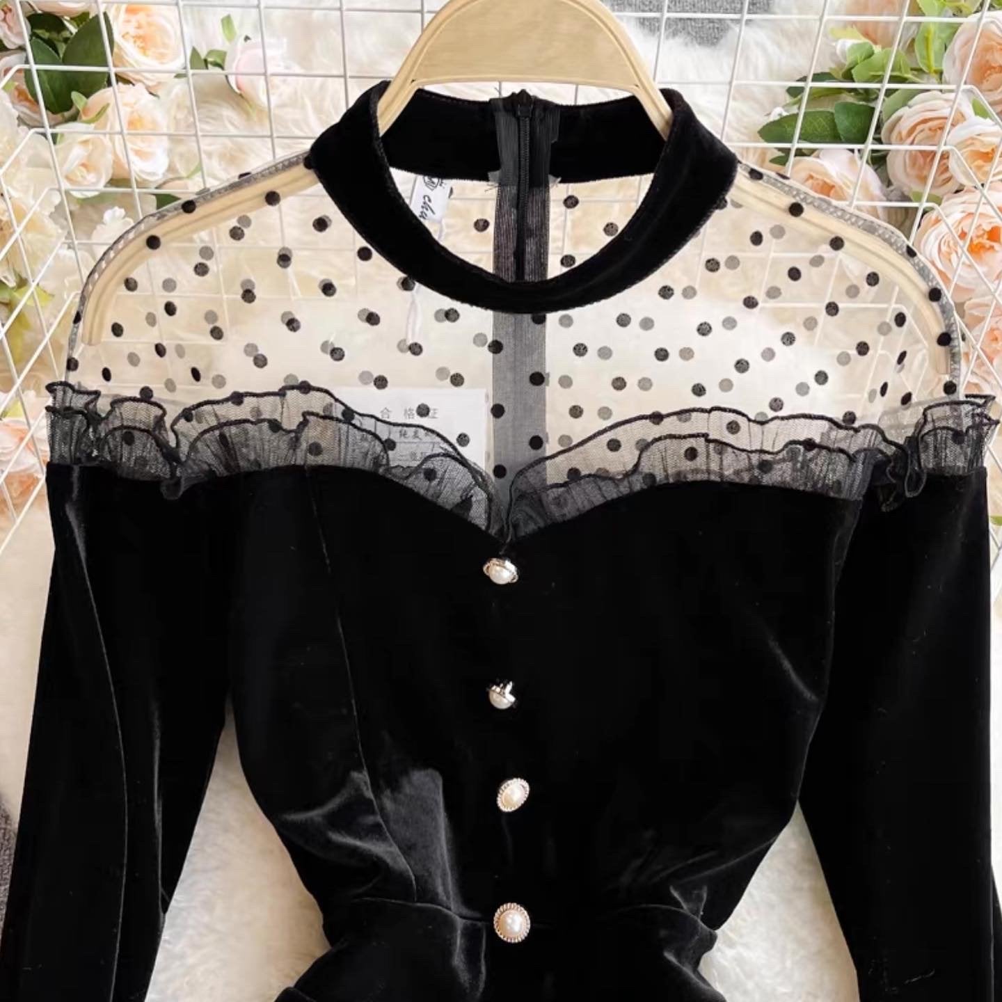 Pankh Alsha Velvet Sheer Shoulder Party Wear Dress