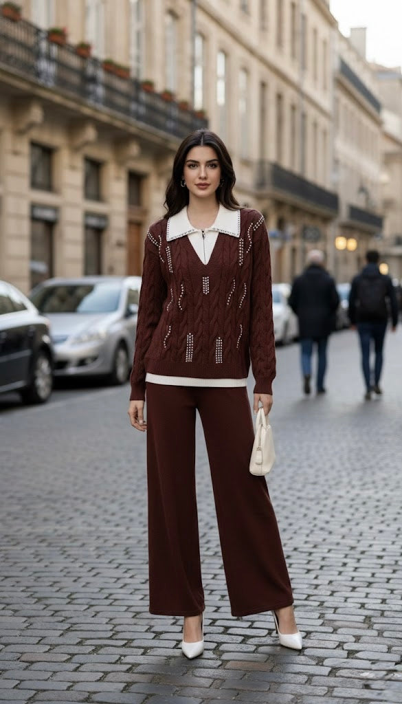 Pankh Zataar Stone Embellished Woolen Coord Set