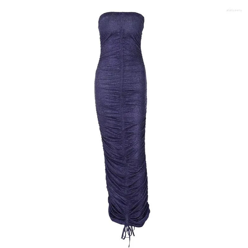 Pankh Barrik Sexy Ruched Tube Sheath Bodycon Summer Party Dress