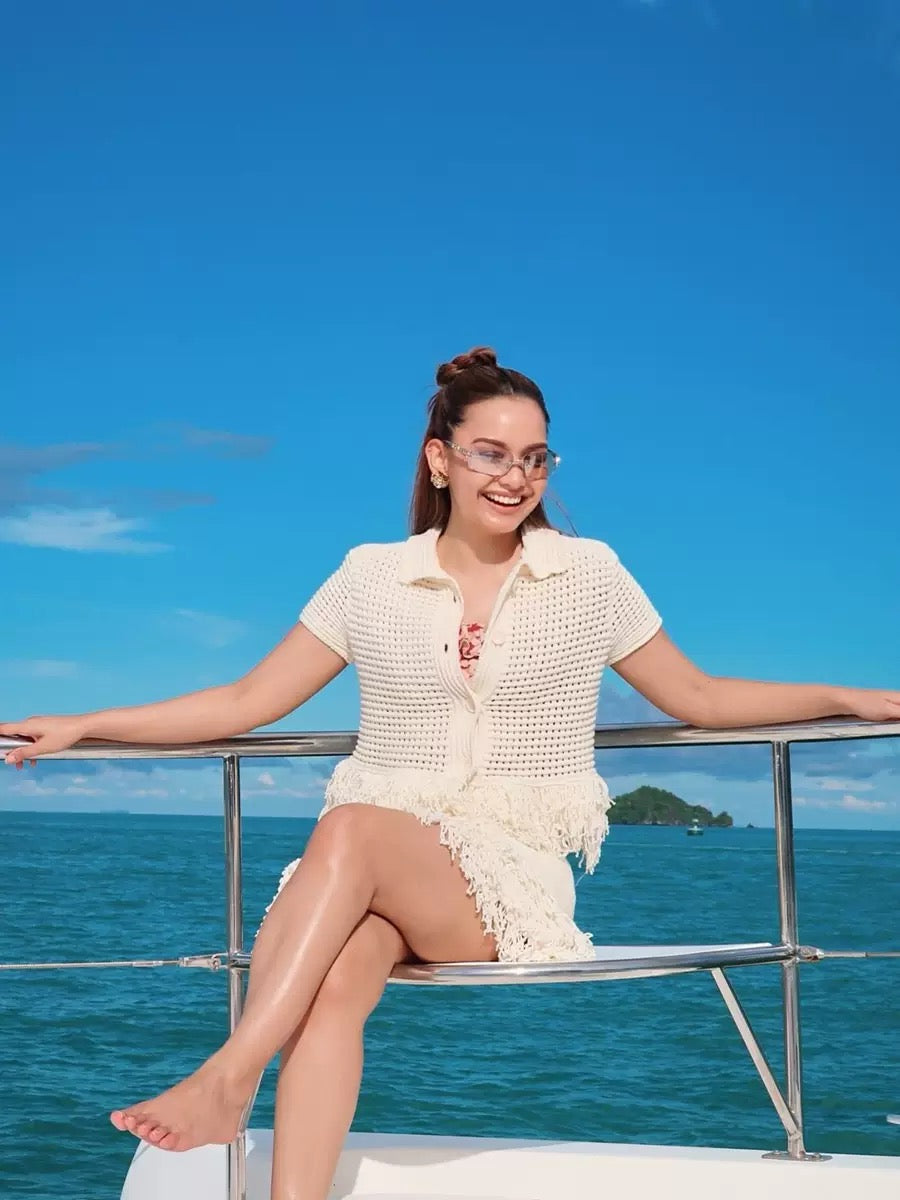 Pankh Lake Crochet And Tassel Shirt and Skirt Coord Set