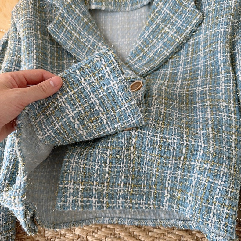 Pankh Tez Tweed Formal Short Blazer Coat