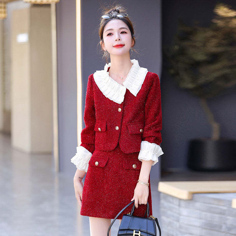 Pankh Sisir Tweed Blazer and Skirt Set