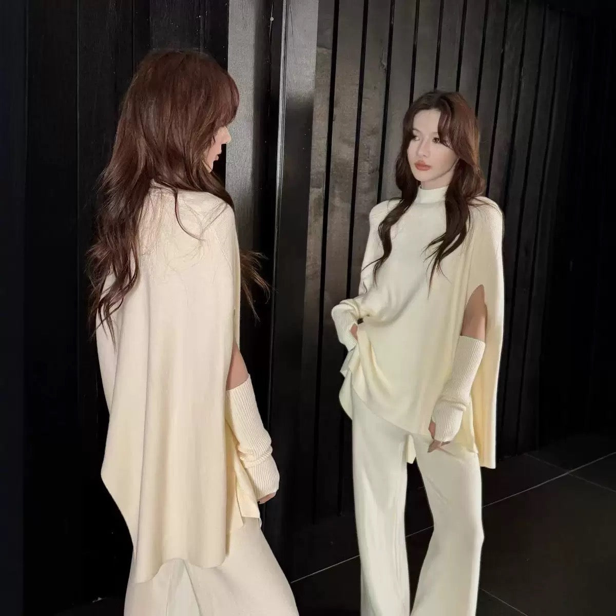 Pankh Leboz Designer Woolen Cape and Pant Set with Glooves