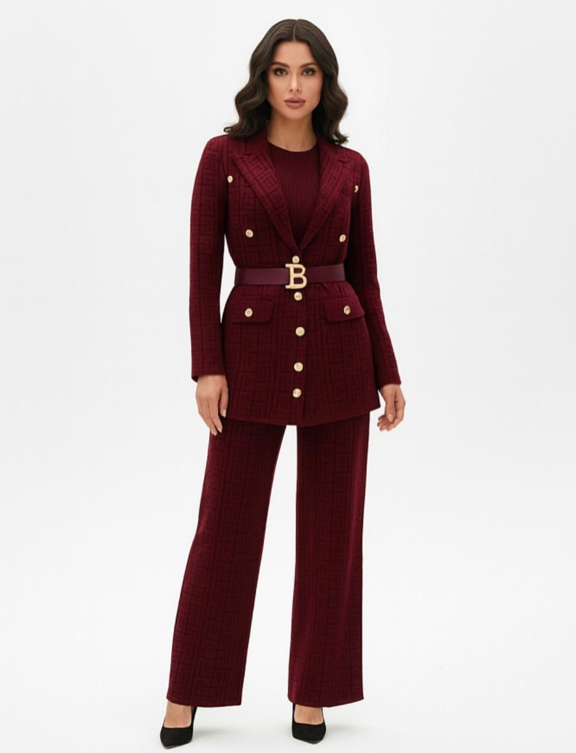 Pankh Alisa Formal Two Piece Blazer and Pant Woolen Coord Set