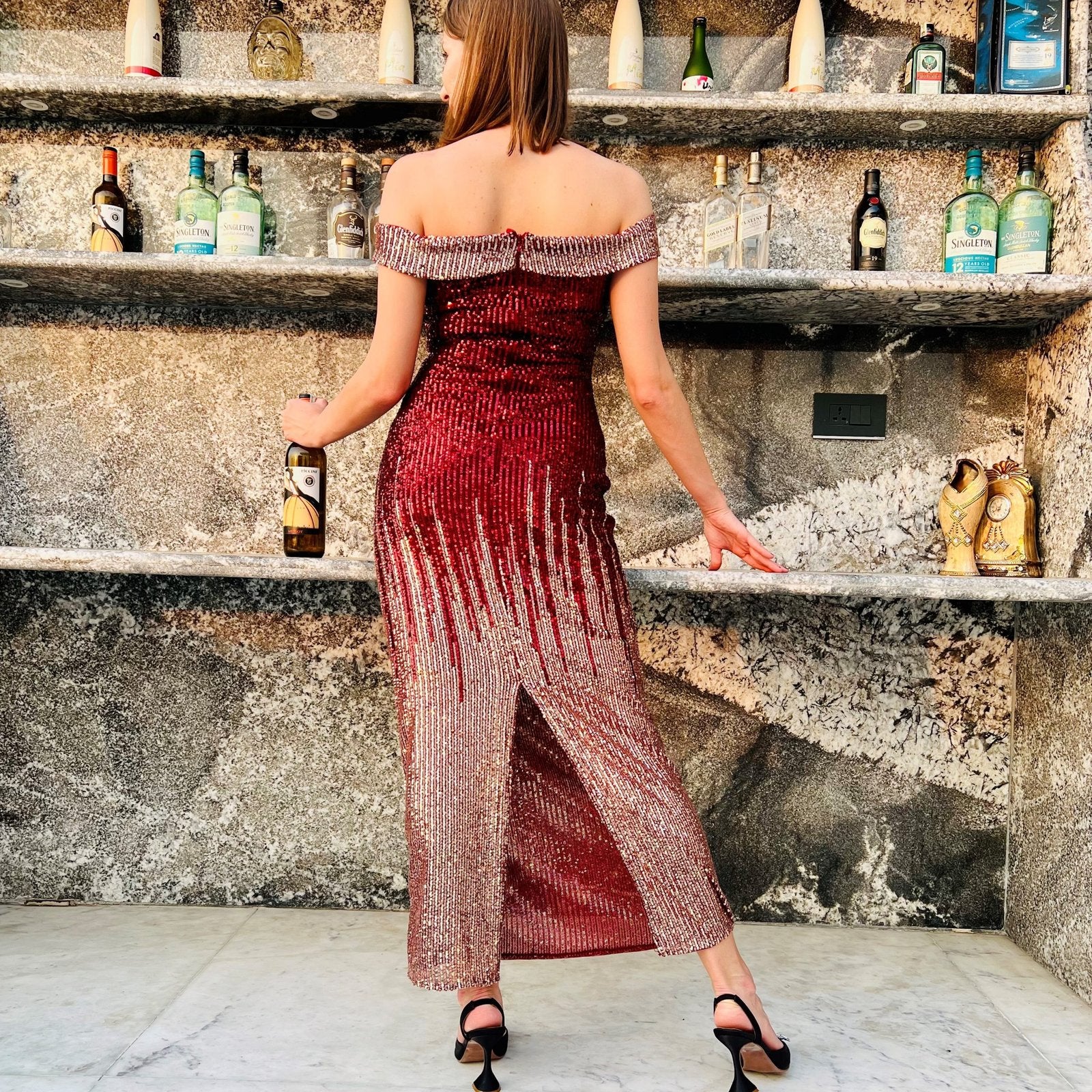 Pankh Pakiza Custom Made Sequin Party Cocktail Maxi Dress