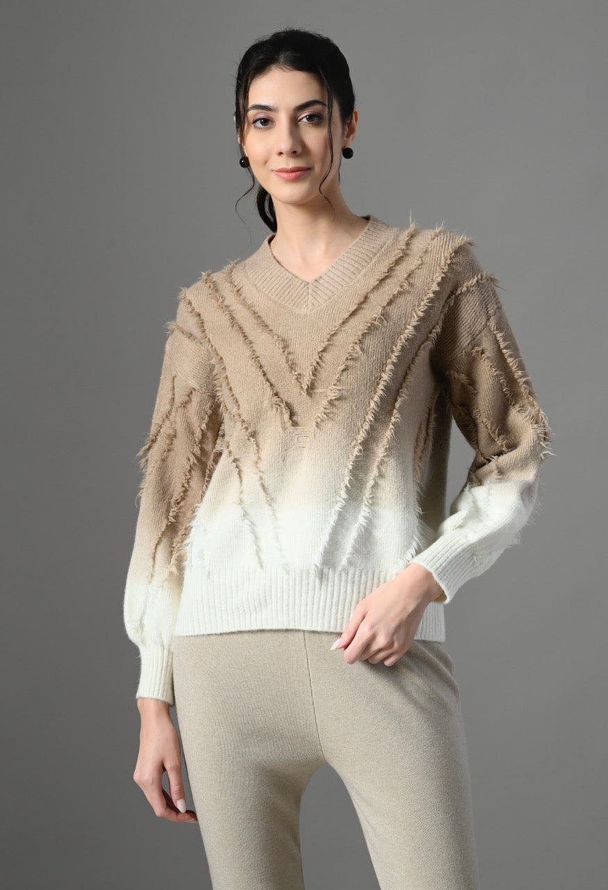 Pankh Luxe Miri Pret Tassel Ombre Sweater and Pant Coord Set