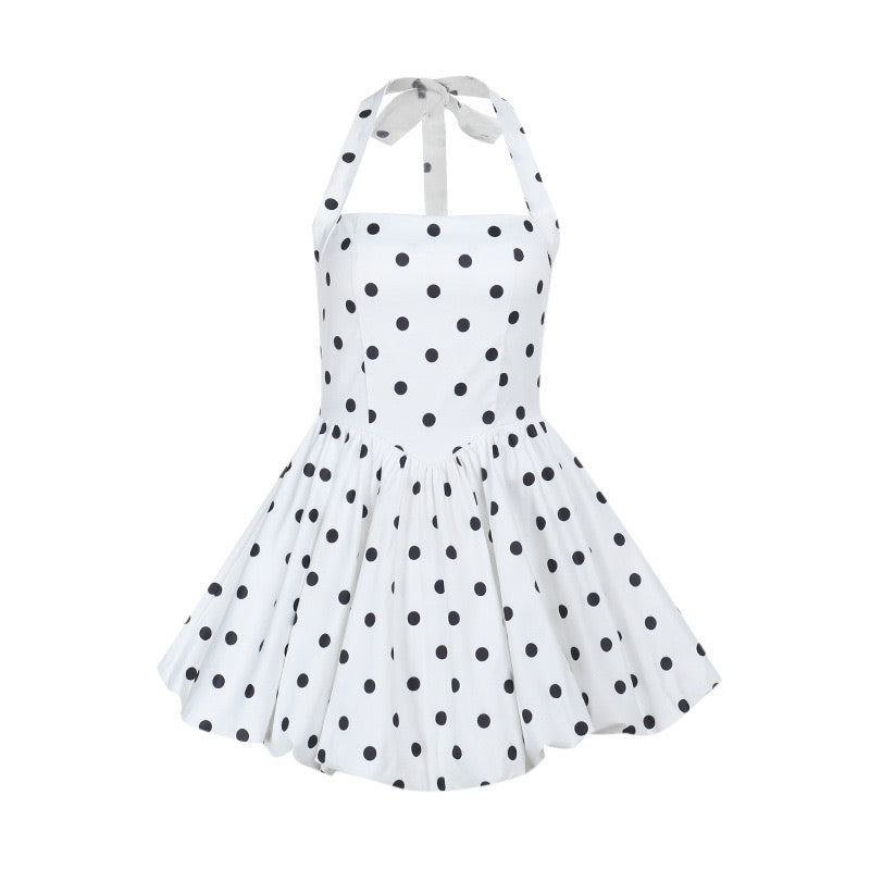 Pankh Terry Polka Dot Balloon Vintage Short Dress