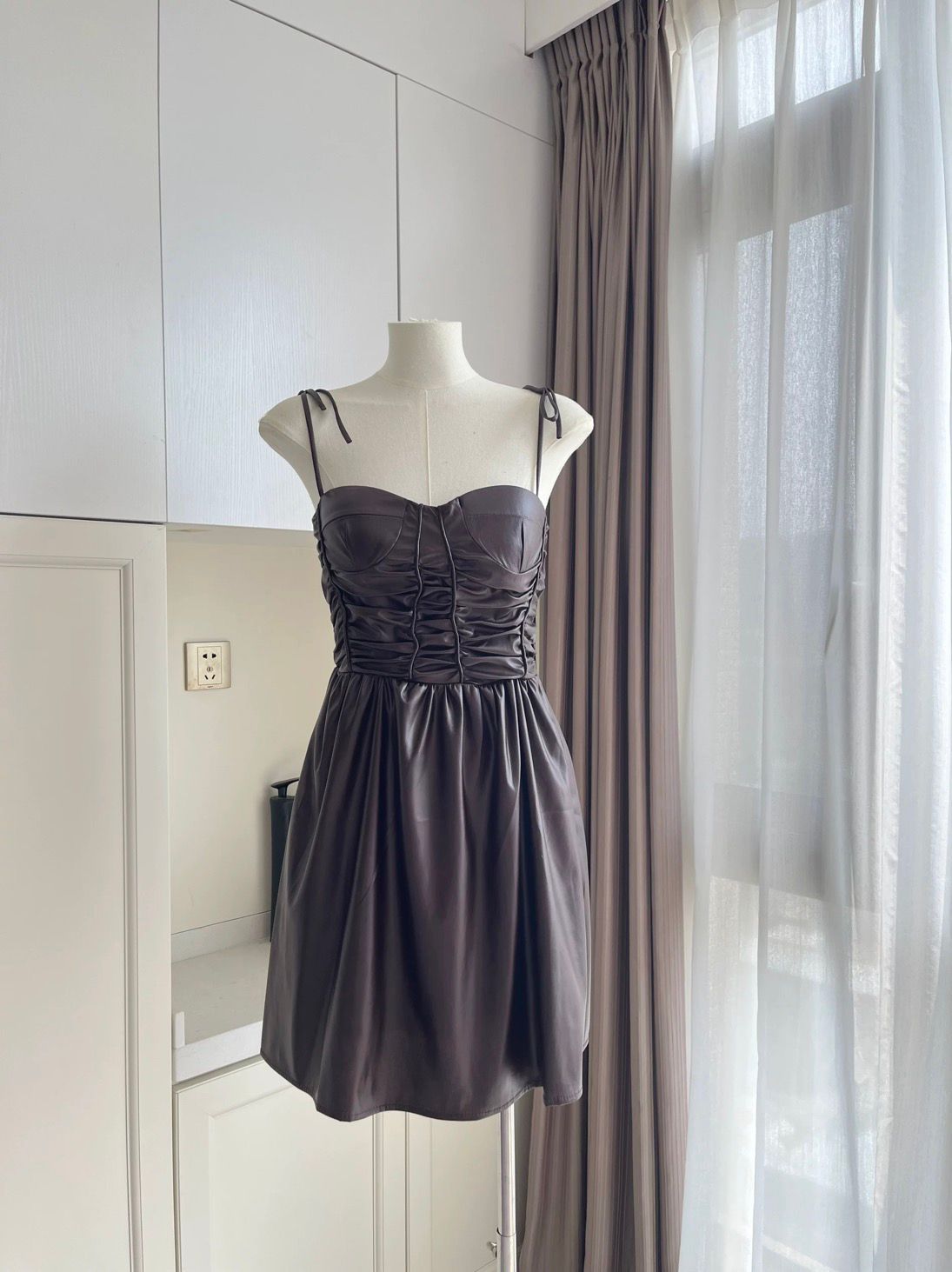 Pankh Saima Fit And Flare Bodycon Short Leather Dress