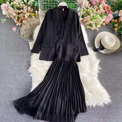 Pankh Cusp Pleated Dress & Blazer Set