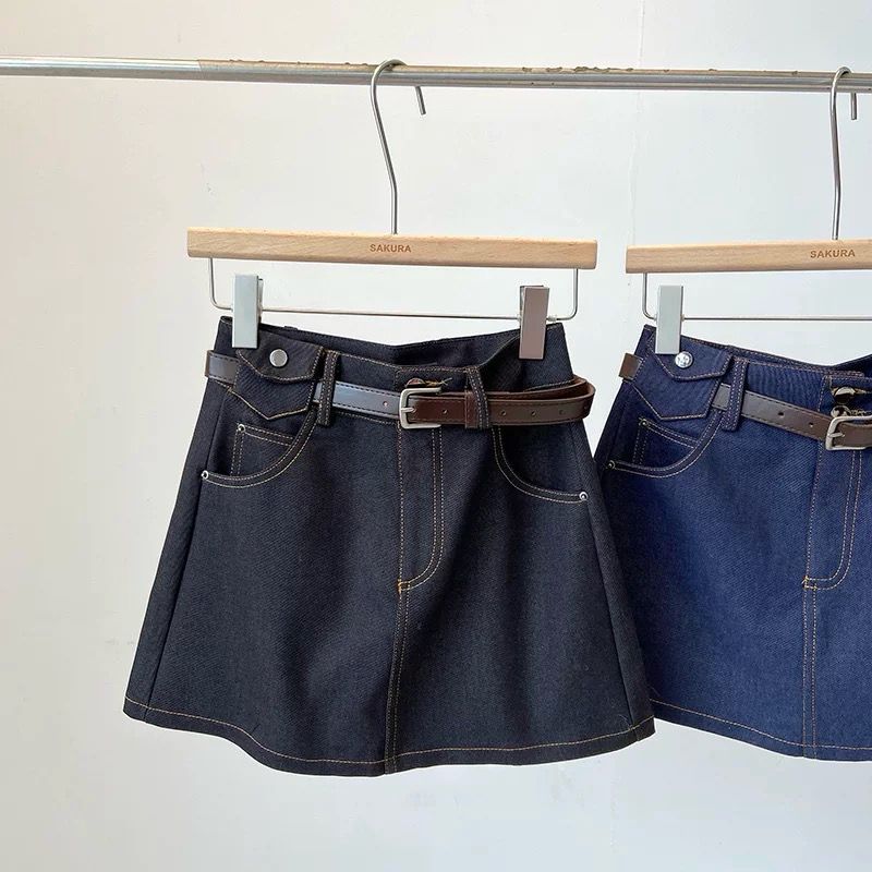 Pankh Ayza Solid Pure Cotton Denim Mini Skirt