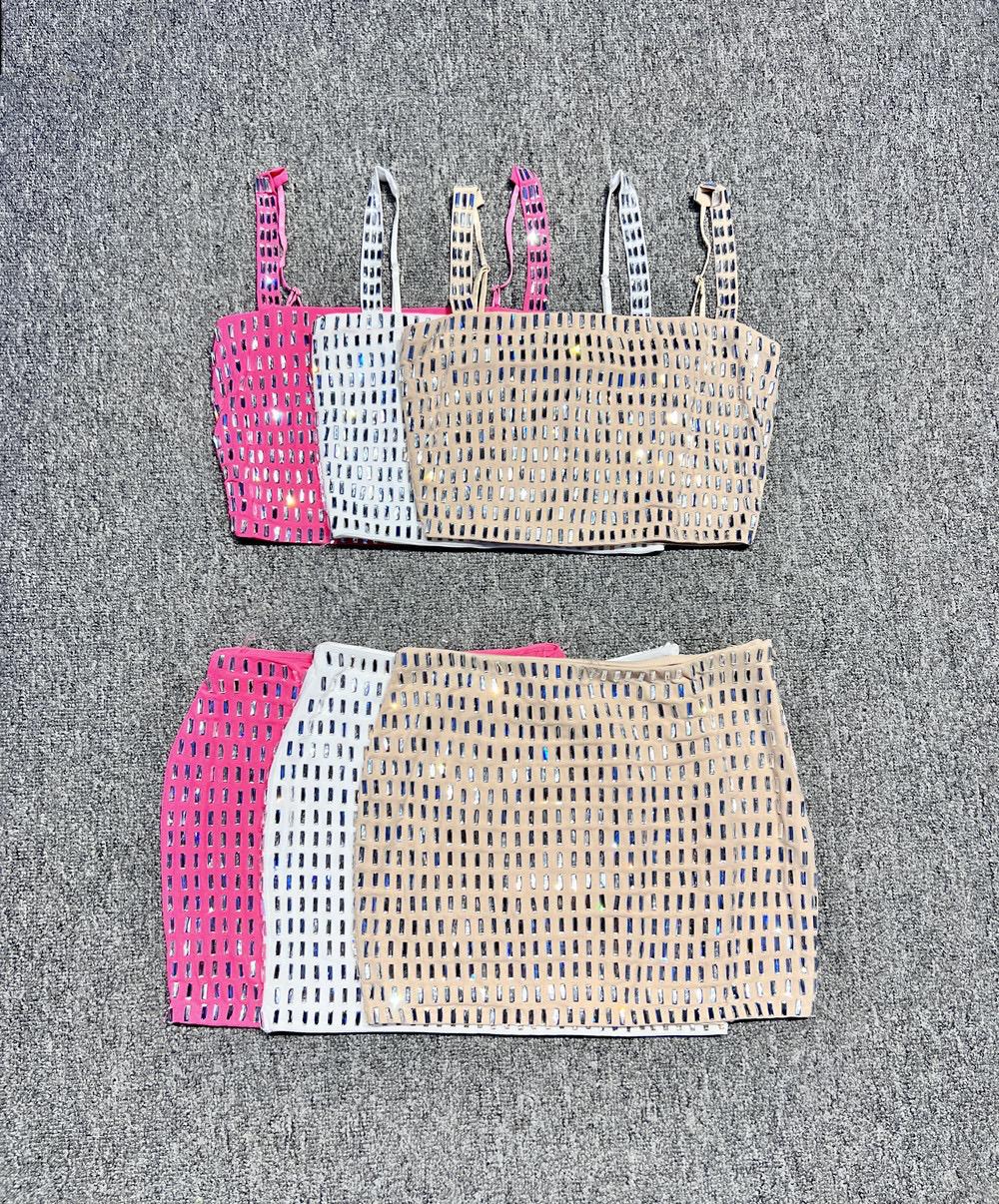 Pankh Gavin Crystal Stone Work Top and Mini Skirt Set