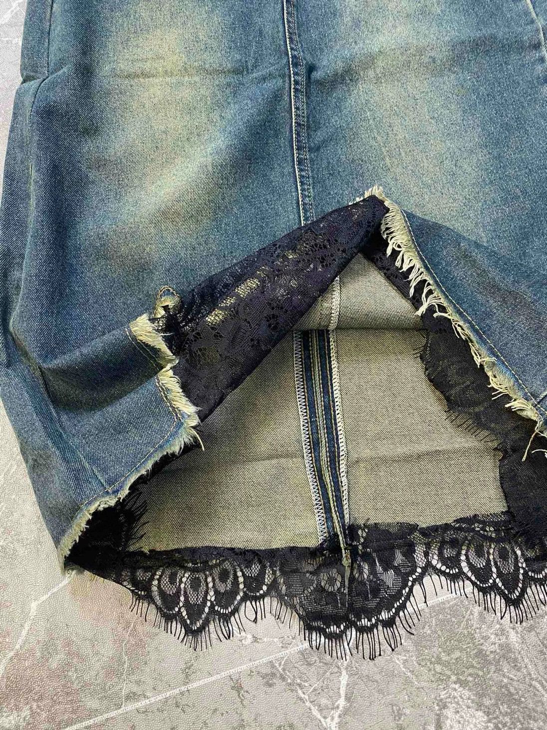 Pankh Semir Retro Denim and Lace Top And Long Skirt Set