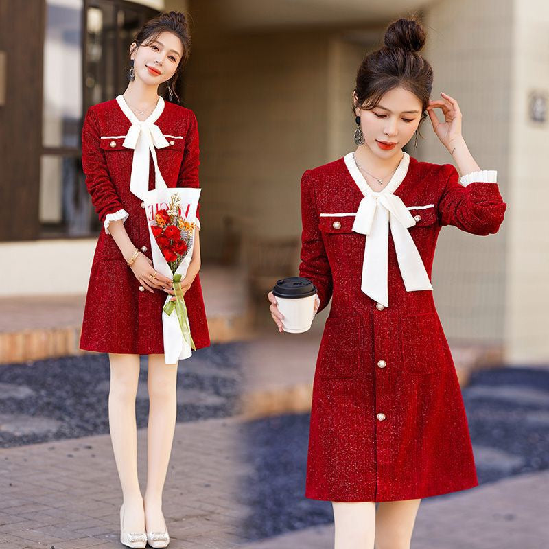 Pankh Mikoro Tweed Bow Tie Formal Short Dress