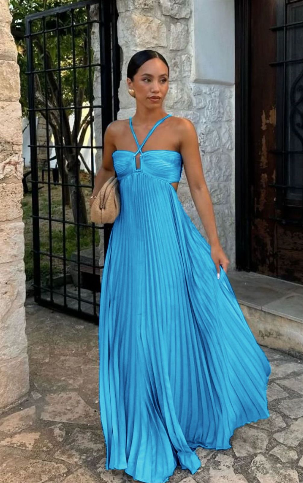 Pankh Elysia Halter Neck Pleated Maxi Dress