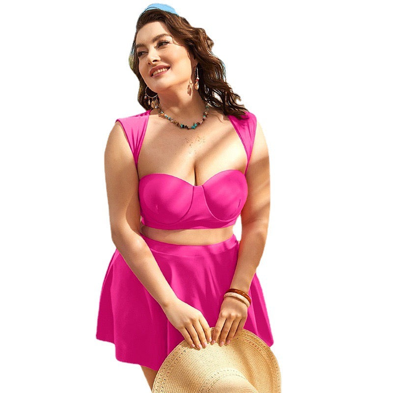 Pankh Zeyphar Plus Size Padded Bikini,Skirt and underpant Swimset