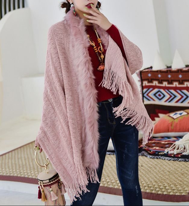 lazda fur collar soft shawl