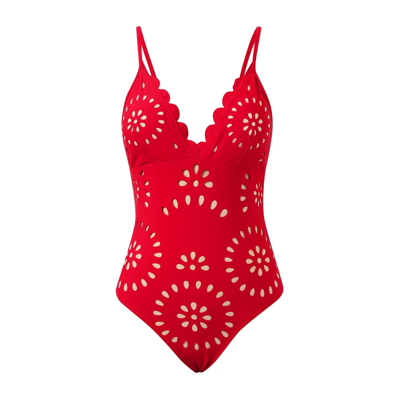 Pankh Israel Flowy Petal Hollow Swimsuit With Skirt Swim Set