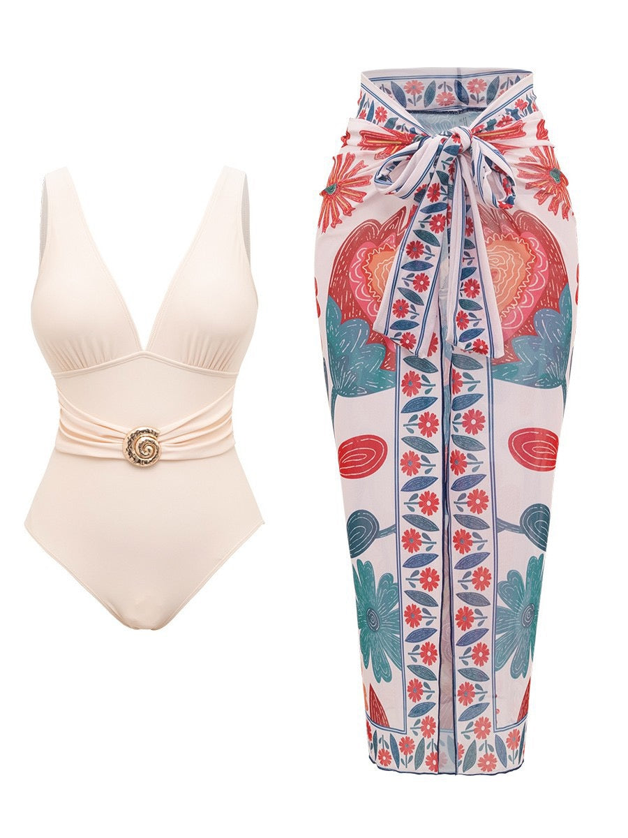 Jarvin Padded Monokini & Tie-up Cover Up Set