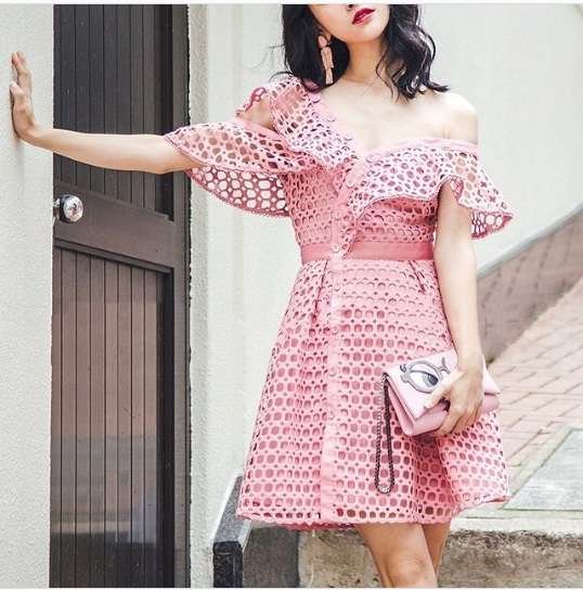 Pankh Benny Crochet Short Dress