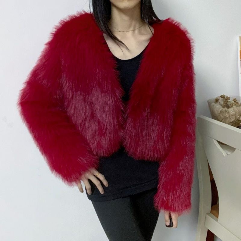 Pankh Amebo Cropped Soft Fur Formal Coat