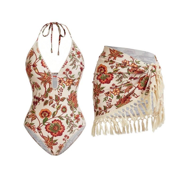 Ruri Bohemian Print Monokini & Tassel Cover Up Set