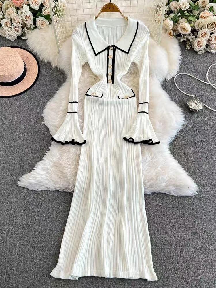 Pankh Emin Trim Ruffle Knit Bodycon Dress