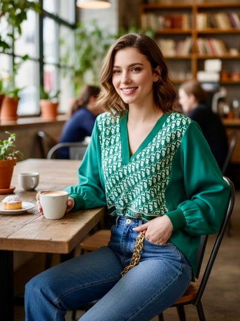 Pankh Khrisitan Knit Sweater & Satin Luxe Shirt