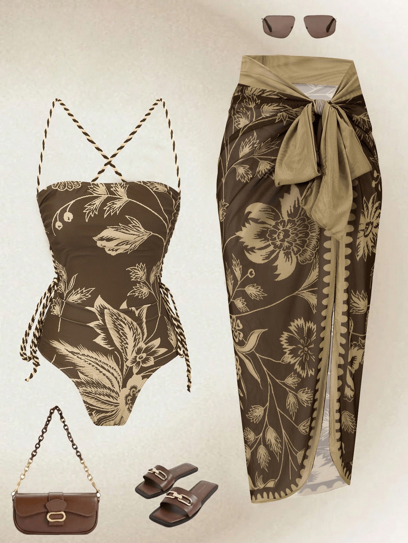 Pankh Amok Padded Monokini & Sarong Swim Set