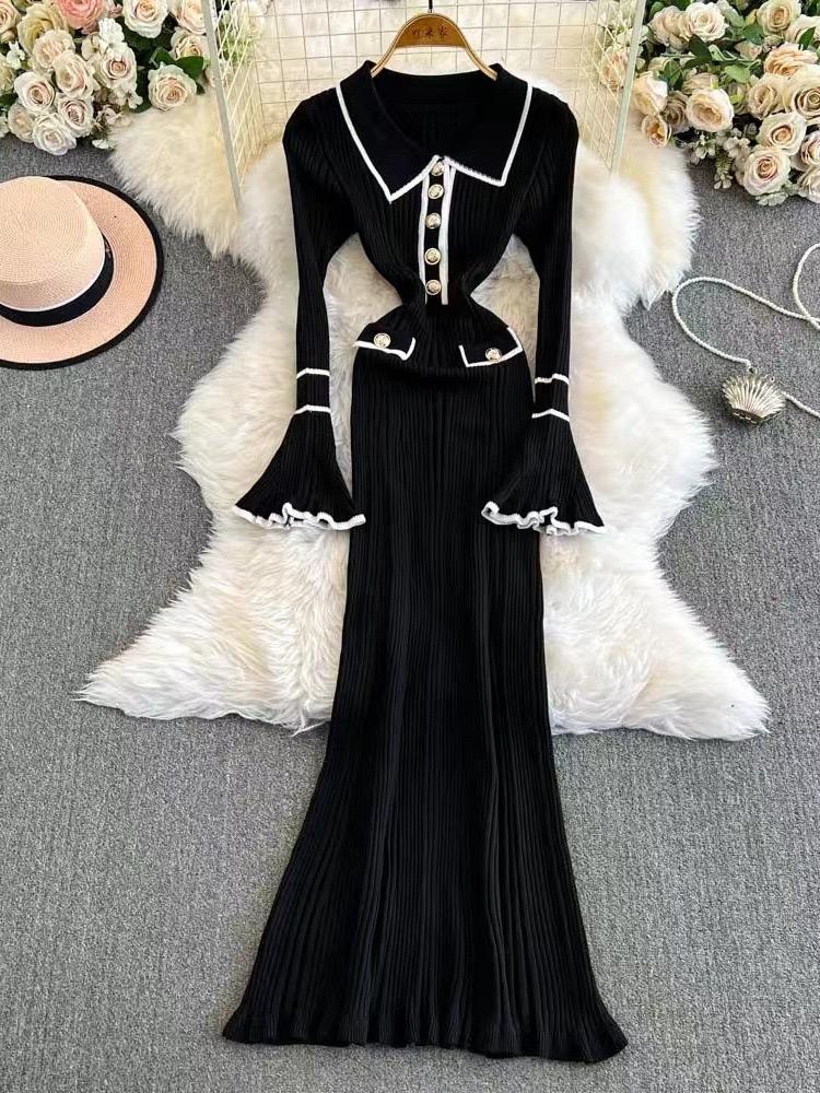 Pankh Emin Trim Ruffle Knit Bodycon Dress