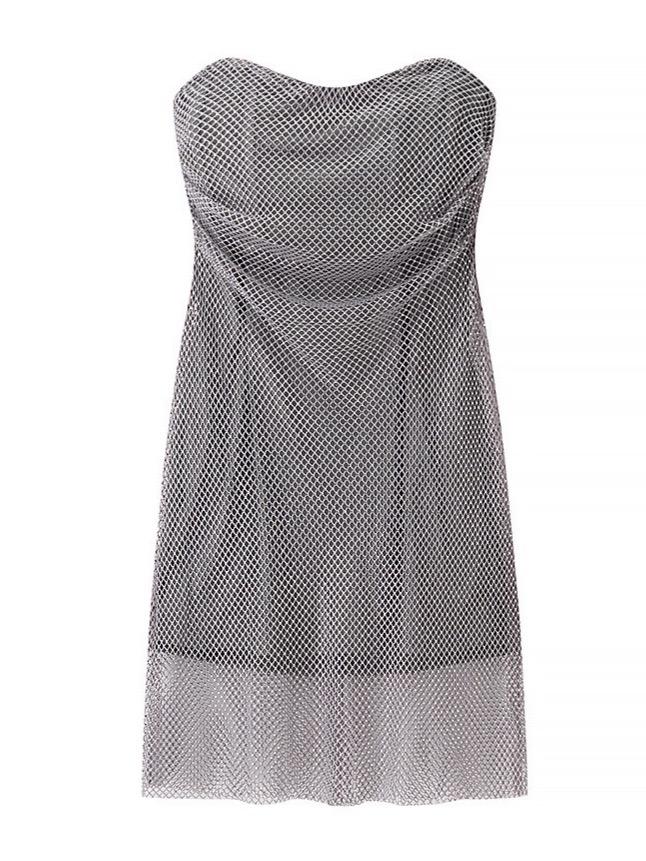 Pankh Aitana Rhinestone Mesh Mini Party Wear Dress