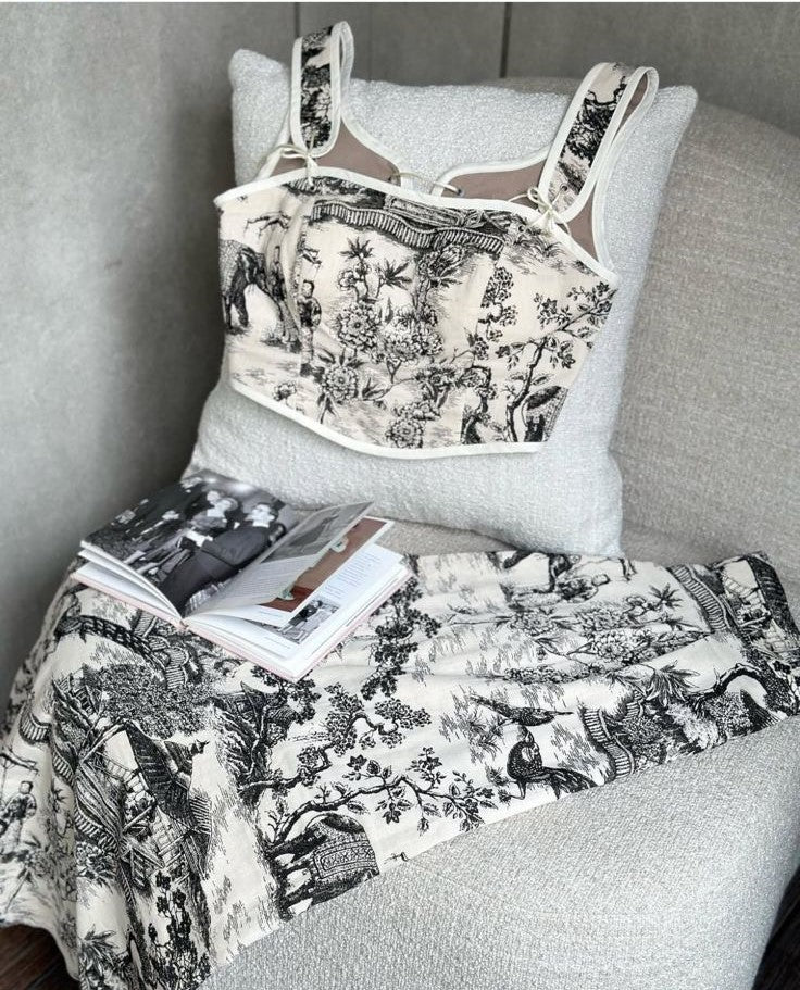 Pankh Maxen Vintage Printed Corset Top and Pant Coord Set