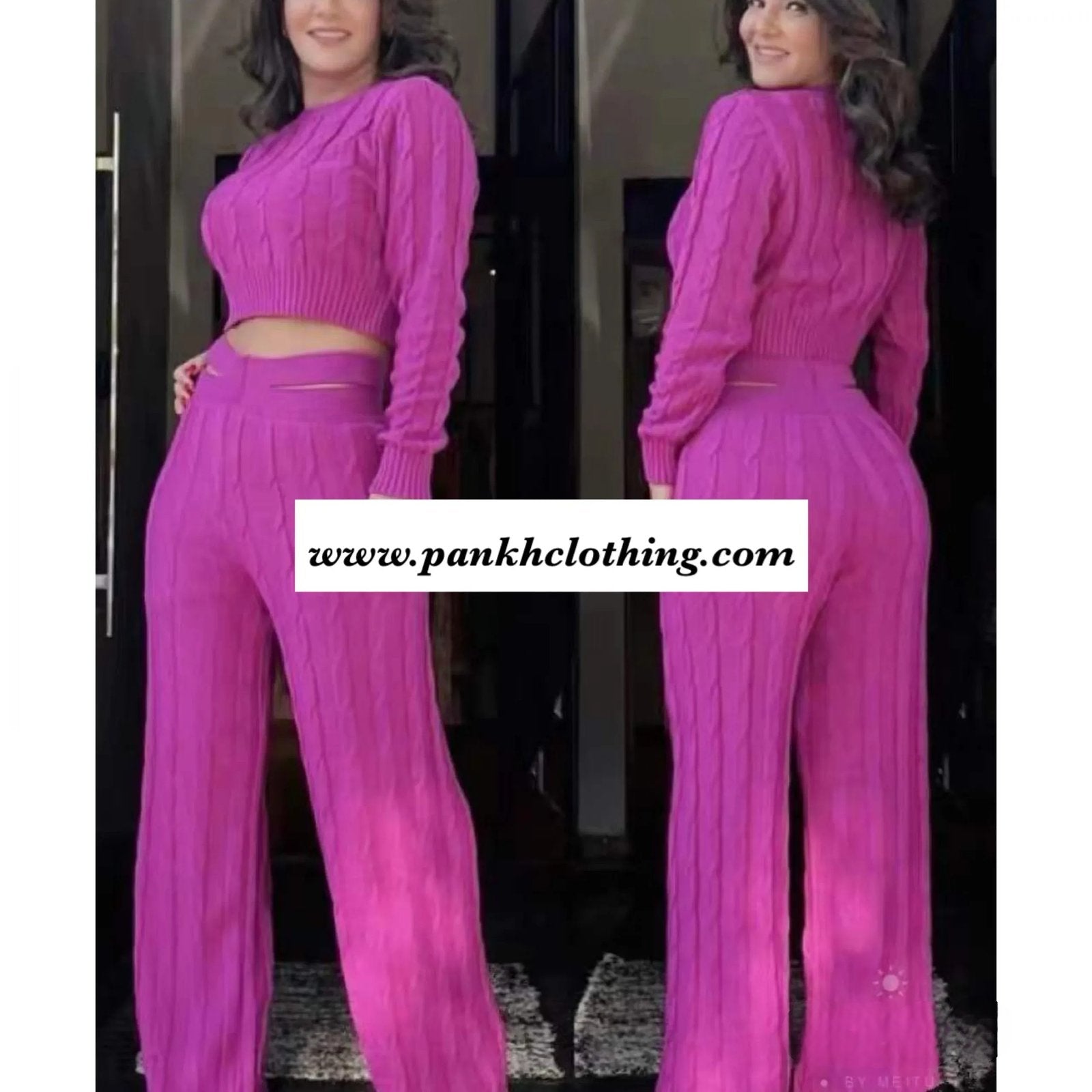 Rio Knitted Woolen Crop Top & Pants Coord Set