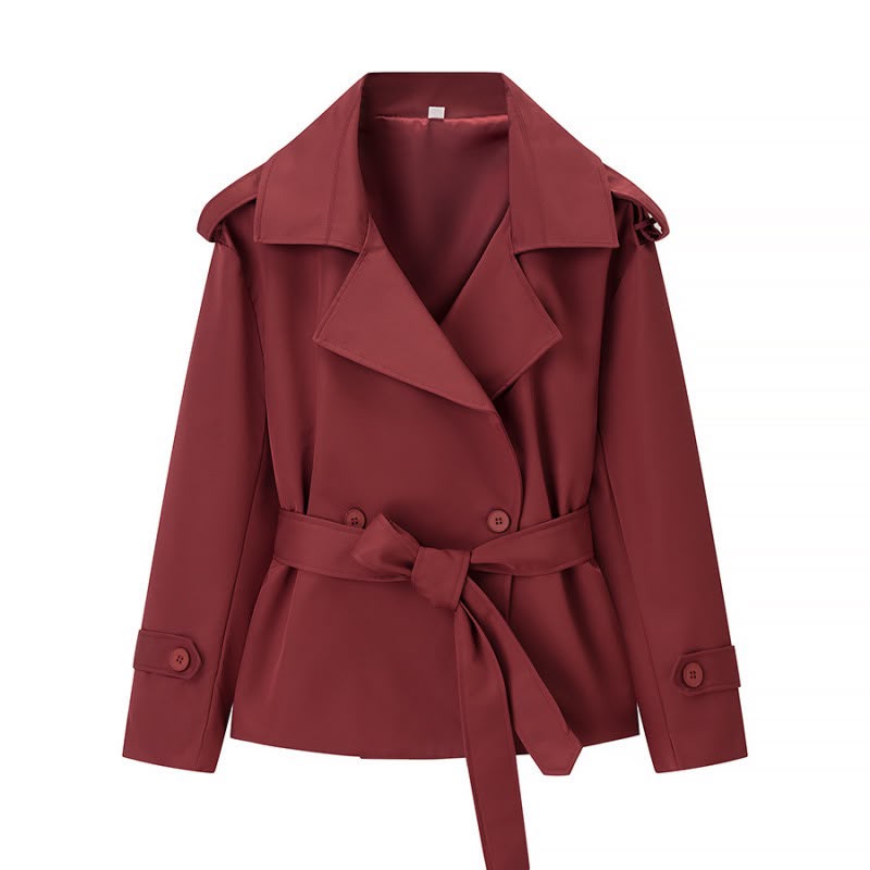 Pankh Amice Classic Plain Cropped Trench Coat With Belt