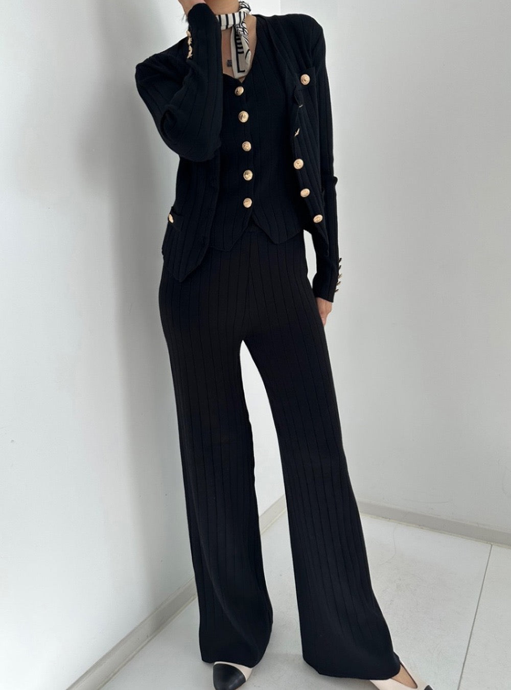 Pankh Delish Knit 3 Piece Waist Coat Blazer Pant Coord Set