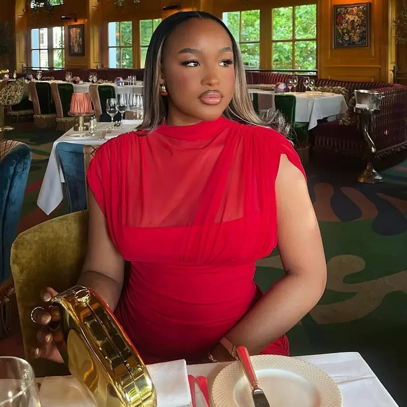 Pankh Risya Mesh Bodycon Maxi Dress