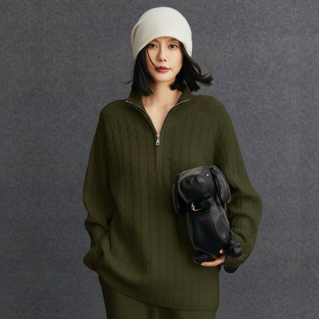 Pankh Seeso Zipper Wool Top and Pant Coord Set