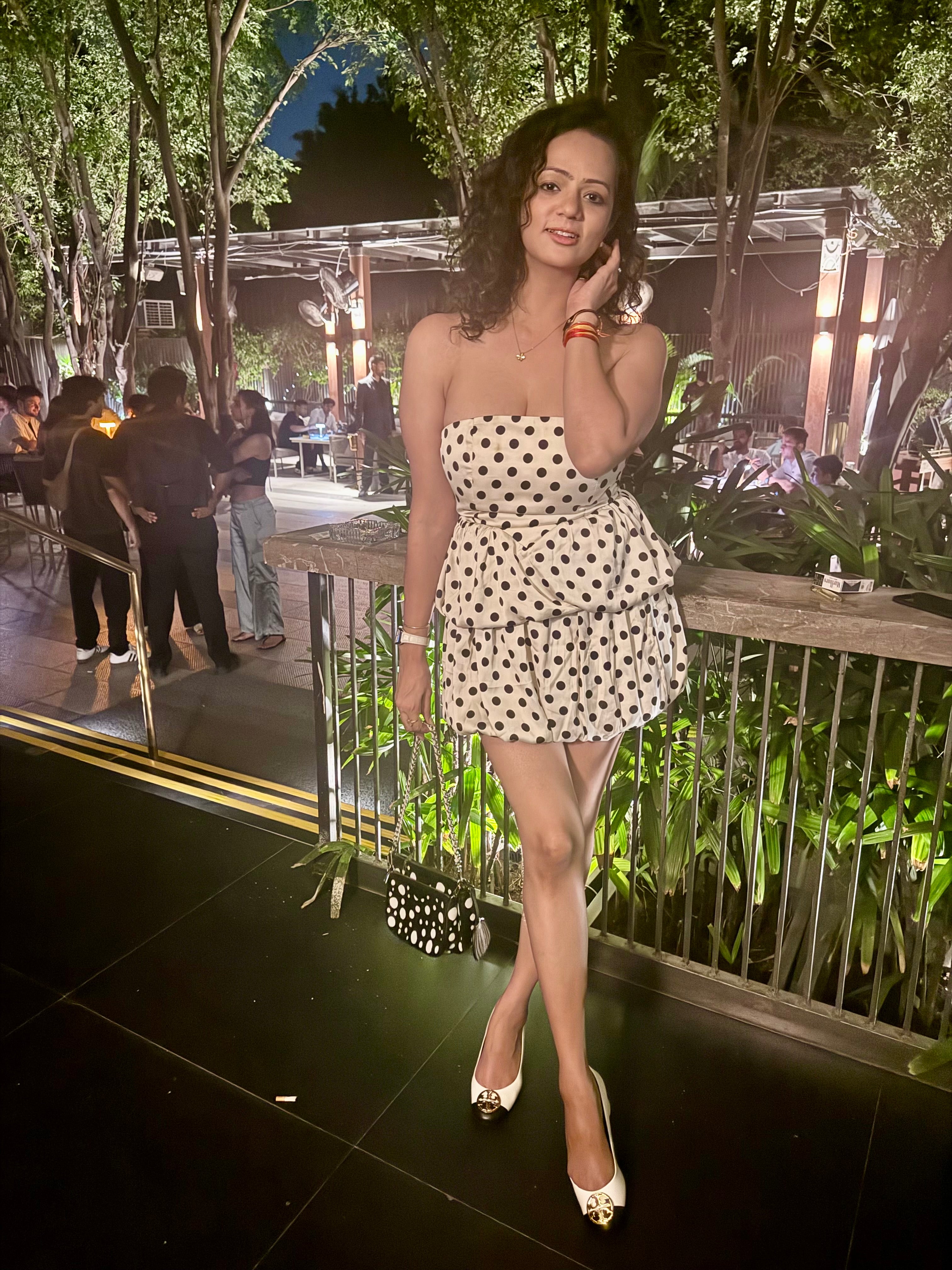 Pankh Feray Polka Dot Bubble Balloon Hem Coord Set