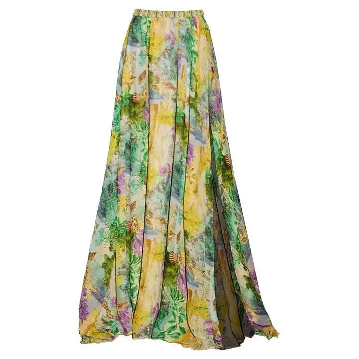 Pankh Cossie Floral Abstract Print Monokini With Skirt Set