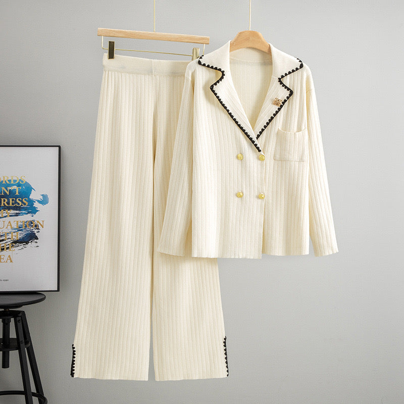 Pankh Lowee Formal Knit Wool Blazer with Brooch and Pant Coord Set